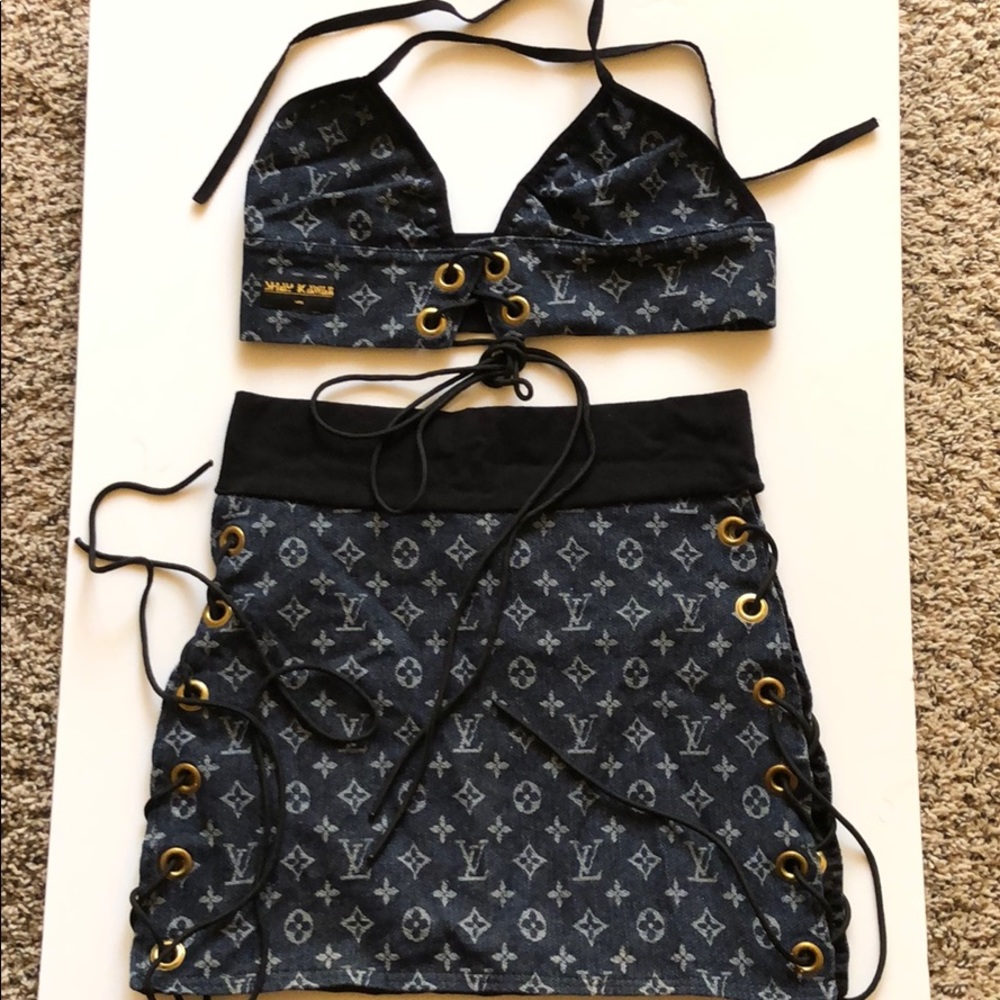 @ShayKawaii two piece denim LV set